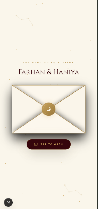Farhan & Haniya's Elegant White & Gold Nikah Intro Cover Page